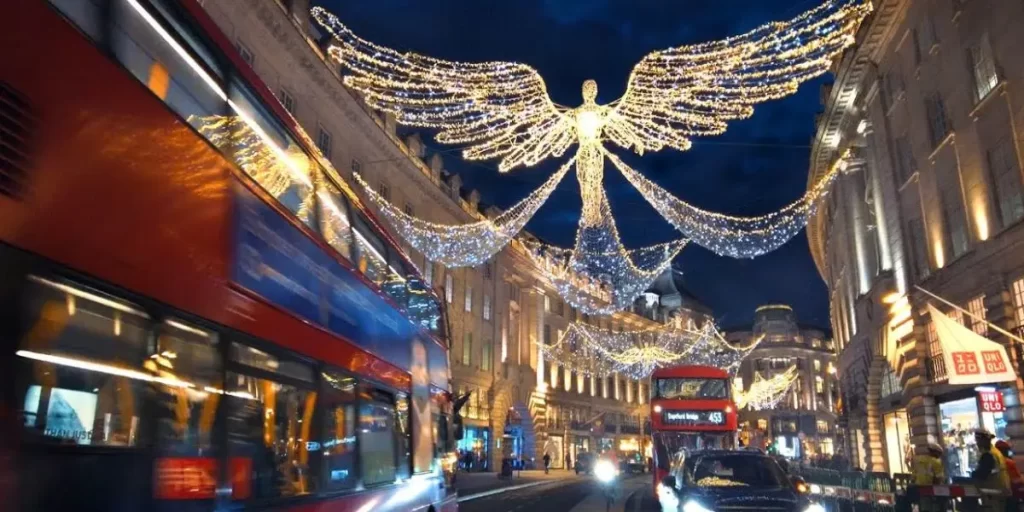 Luces de Navidad en la calle de Regent Street de Londres, Londres en Navidad