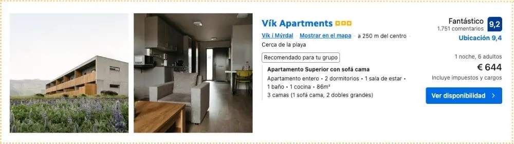 Apartamento para 6 personas en Vik, Islandia