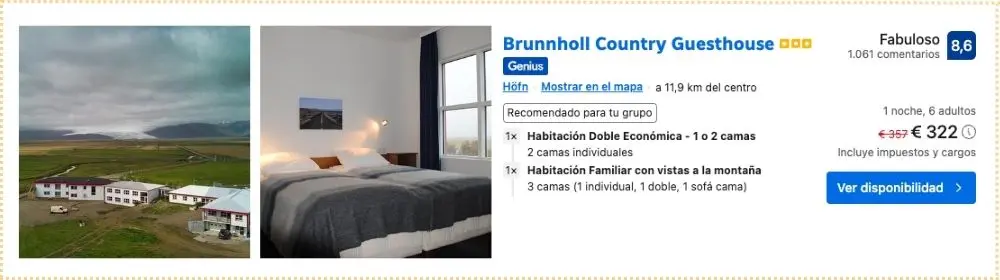 Alojamiento para grupos en Islandia
