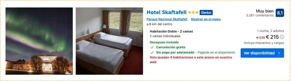 Hotel en Skaftafell de precio medio